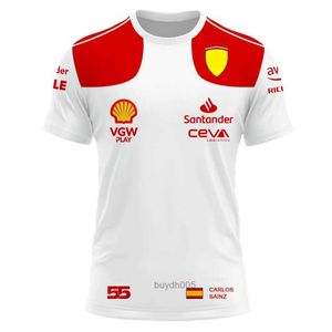 Lgk4 Herren T-Shirts 2023/2024 Neues F1 Formel 1 Rennteam Rot Sommer Charles Leclerc 16 Carlos Sainz 55 Fahrer T-Shirt Sport Kinderkleidung