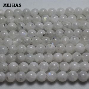 Meihan 전체 약 48beads 세트 진짜 A 8mm -0 2 무지개 문스턴 보석을위한 부드러운 둥근 구슬 200930216z