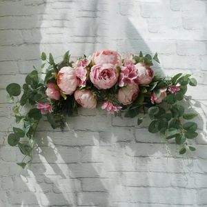 Decorative Flowers Wreaths Wedding Decoration Flowers Peony Backdrop Handmade Swag Table Runner Centerpiece Garland Hanging Wreath Home Decor 231201