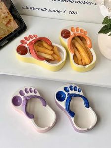 Dishes Plates Ceramic Flip Flops Snack Chip Plate Decor Ketchup Dipping Sauce Bowl Dinner Home Multifunctional Tableware Ashtray 231202