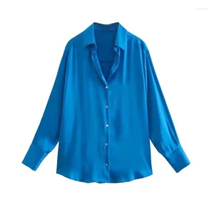 Женские блузки, женские модные свободные атласные рубашки, винтажные укороченные рубашки на пуговицах с длинными рукавами, женские блузки, шикарные топы, свитер со скидкой, средний размер