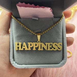 Pendant Necklaces Colorless Custom Frost Necklace Stainless Steel Detachable Nameplate Square Pearl Name 231201