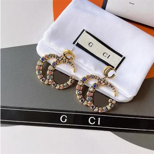 Popular Luxury Delicate Color Diamond Charm Earrings Designed For Women Earrings Designer Jewelry 18k Gold Plated Selected Girl Ac303F