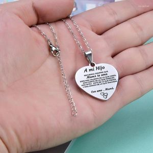 Chains 652F Stainless Steel Love Pendant Heart Inspirational Necklace Jewelry Gift For Family Christmas Valentine Thanksgiving