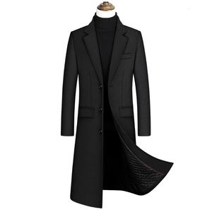 Mäns jackor Autumn Winter Long Wool Coat Men Fashion Pea Jacket Blends Mens Woolen Overcoat 231201
