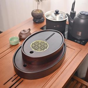 Bandejas de chá bandeja de bambu chinês placa de armazenamento de água doméstica conjunto pu 'er placa tradicional cozinha xícara de café