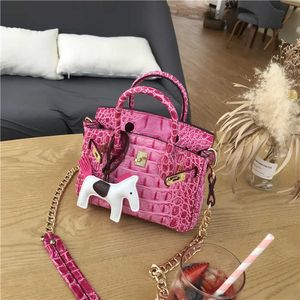 Bojin Totes Genuine Leather Mini messenger bag New Crocodile Real Bag Women's Small Chain Cowhide One Shoulder Crossbody Lock Have Logo