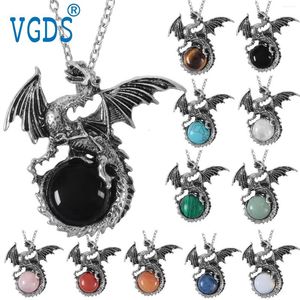 Pendant Necklaces VGDS Animal Vintage Domineering Dragon Men Pendants Natural Crystal Quartz Jasper Gemstone Charms Jewelry For Women