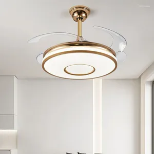 Gold Ceiling Fan Light DC Motor With Drop-Down Blades Led (3000K 4000K 6500K) Remote Control Indoor Lamp