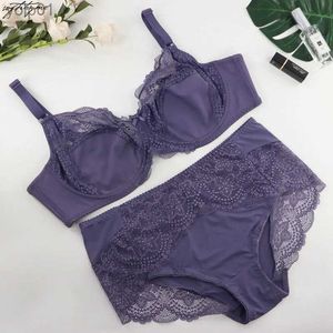 Conjuntos de sutiãs SoftRhyme Floral Lace Lingeries para Mulheres Plus Size Bra Set D Cup XL 2XL 3XL 4XL 5XL 6XL Sutiãs de copo completo e cuecas ultra finas L231202