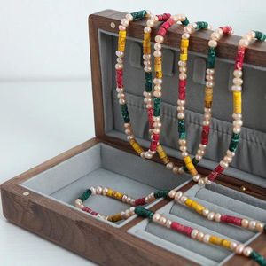 Collane a ciondolo collana perla d'acqua dolce per donne colorate catena di perline di moto gioielli boemici Accessori per coppia
