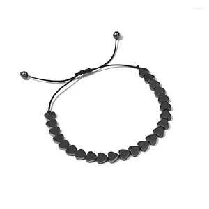 Strand 2023 Bracciale a forma di cuore per uomo Donna 5mm Perline di pietra ematite nera Stretch Assistenza sanitaria Gioielli sani Perdita di peso