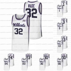 يرتدي مخصصة Kansas State Wildcats Jersey NCAA College Basketball 32 Dean Wade 25 Ismael Massoud 13 Mark Smith 1