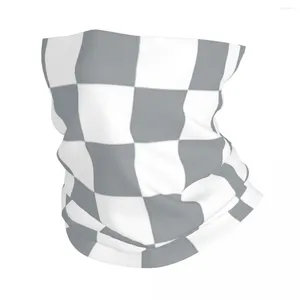 Lenços cinza e branco checkerboard bandana pescoço gaiter impresso balaclavas rosto cachecol quente ciclismo pesca para homens mulheres adulto lavável