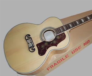 Melhor guitarra acústica J200 de fábrica, pescoço traseiro personalizado Tiger Flame, guitarras superiores de abeto sólido AAA na China