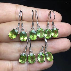 Strand Natural Olivine Facettered Stone Drop Earrings Energy Gemstone For Women Stretch Smycken Healing Birthday Present