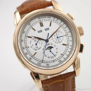 U1 Top AAA Часы супер сложности 5270G Автоматические мужские часы Moon Phase Сложный серебряный циферблат Часы с вечным календарем Черные кожаные часы Montre De Luxe Y598