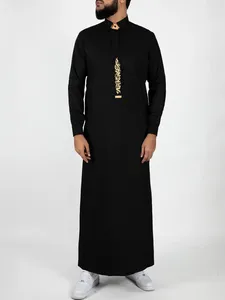 Roupas étnicas de alta qualidade Médio Oriente Árabe Homens Thobe Jubba Thawb para homens Plus Size Robe Muçulmano Casual Bordado Luxuoso Thobes