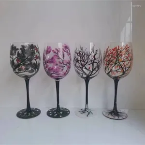 ワイングラスフォーシーズンズツリーガラスアートホームオフィス用のガラス製品装飾ギフトカップ