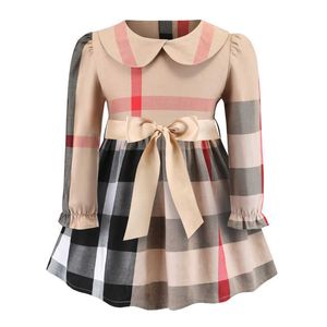 Girls' plaid dress spring and autumn children's dress doll collar long-sleeved children's skirt small and medium-sized girl baby princess skirt