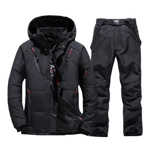 Skiing Suits Thermal Winter Ski Suit Men Windproof Down Jacket and Bibs Pants Set Male Snow Costume Snowboard Wear Overalls 231202