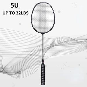Badminton Rackets Ultralight Professional 5U Badminton Racket Carbon Fiber Badminton Racket Sport Competition Training Racket UP TO 32LBS 231201