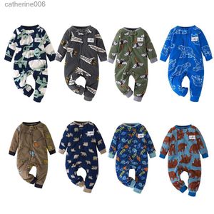 Clothing Sets 2023 New Fall Winter Warm Newborn Baby Girls Boys Romper Pajamas Fleece Jumpsuit Babe Girl Cartoon Cute Pjms 9-24 Months ClothesL231202