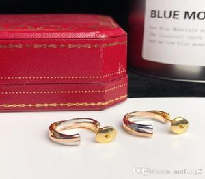 Трехцветные смешанные серьги из стерлингового серебра 925 пробы, дизайнерские ювелирные изделия TRINITY для женщин, высокие серьги в подарок с коробкой5103568