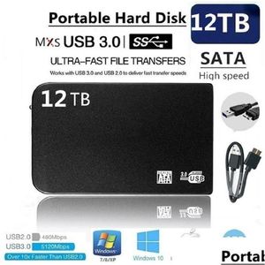 Externa hårddiskar 2.5 8TB Solid State Drive 12TB lagringsenhet dator bärbar USB3.0 SSD Mobil skiva Durexternal droppleverans otolb