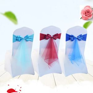 SASHES 10st Wedding Chair Elastic Tie Free Flower Bow Band Dekorativ Knot Cover Party Banquet Ties 231202