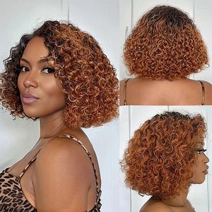 Mix Brown Short Cut Curly 5x5 Hd Lace Closure Glueless Wig Human Hair Trendy Side Part Design To Ready Wear For Women