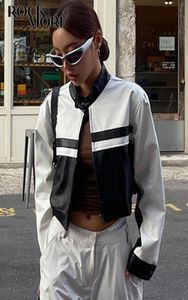 Männer Hoodies Sweatshirts Rockmore PU Leder Jacken Streetwear Schwarz Weiß Kontrast Herbst Mode Kurzen Mantel für Frauen y2k Ca8112888
