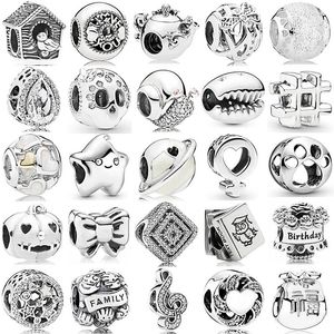 Loose Gemstones 925 Sterling Silver Charm Skull Music Note Radiant Teardrop Tea Pot Luminous Heart Beads Fit Bracelet DIY Jewelry