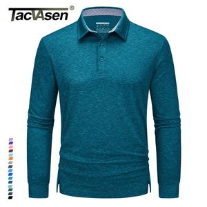 Polo da uomo TACVASEN Outdoor Performance Polo a maniche lunghe Camicie da golf da uomo da pesca 3 bottoni Pullover da lavoro Abbigliamento sportivo casual 231202