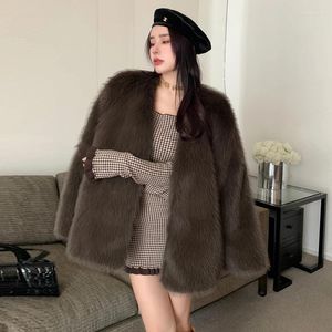 Cappotto in pelliccia da donna Agnello peluche Imitazione Rex Inverno visone sciolto addensato Versatile abbigliamento esterno finto
