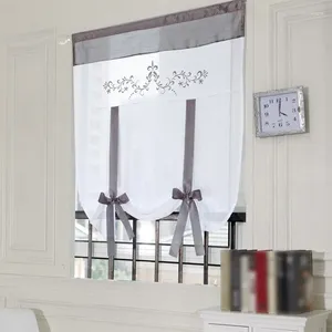 Cortina amarrar sala romana cozinha janela curta bowknot moderno sólido europeu cortinas blackout quarto