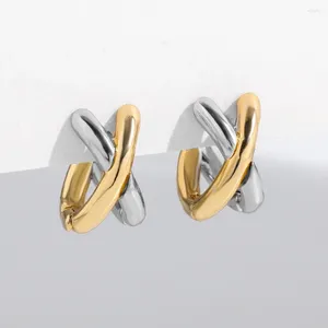 Hoopörhängen Punk Gold Plated Silver Color Mixing Metal Criss-Cross för kvinnor geometriska små öronben aros huggie hoops smycken