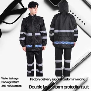 Rain Wear Raincoat Men Vattentät miljö Sanitetsarbetare Oxford Tyg Regnrock Rain Pants Set For Labor Safety Raincoat 231201