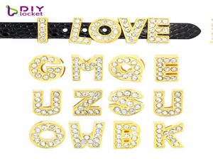 130st 8mm Gold Color Slide Letters Charms English Alphabet AZ Fit Armband Armband Pet Name Collar Dog Collar LSSL071304705994