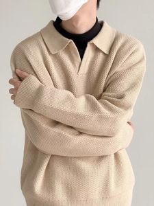 Mens Sweaters Tint Dönemi Örme Süveter Erkekler Eski Para Büyük Boy Günlük Altılar Kış Kış Kış Khaki Polo Üstler Erkek Sokak Giyim Kore 231202