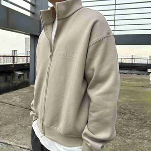 Herren Hoodies Sweatshirts FOG 22 New Flocking essentialhoodie Loose Zip Sweater Fashion Mock Neck Casual Cardigan Coat Fashion