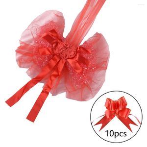 Dekorativa blommor Röd bröllop Brudbildekorationssats Artificial Flower Ball Ribbon Bows Garland Wrap Romantic