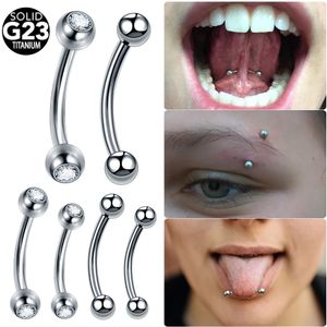 Eyebrow Jewelry 10Pcs Lot Wholesale Eyebrow Rod Curved Tongue Piercing Barbell Banana Earrings 16G Externally Threaded Ball Gem Ends 231201