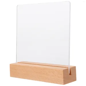 Dekorativa plattor Nagel Display Board Acrylic Sign Holder With Wood Base Manicure False Tips Stand