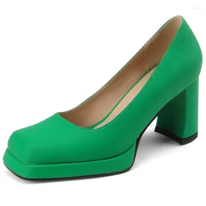 Dress Shoes Elegant High Heels Platform Women Pumps Shoe Leather Green Nude Black Heeled Wedding Party Office Ladies