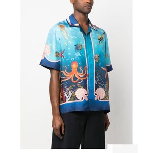 Men'S Dress Shirts Casablanca Designer Button Up Mens Silk Shirt Casual Hawaii Short Sleeve Beach Casablanc S Drop Delivery Apparel C Dhbov