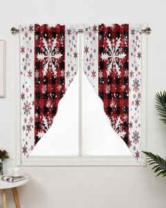 Curtain Christmas Snowflake Plaid Curtains For Children's Bedroom Living Room Window Kitchen Triangular