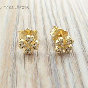 Bear smycken 925 Sterling Silver Girls To Us Gold Diamonds Earrings for Women Charms 1pc Set Wedding Party Birthday Present Ear Ring 265Q
