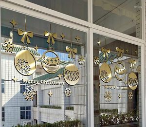 Wallpapers Christmas Stickers Decoration Self-adhesive Golden Ornaments Mall Scene Layout Shop Glass Window Wall