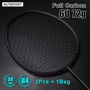 Badminton raketleri alp xhp 2pcs 6u 72g ultralight g4 t700% 100 orijinal tam karbon fiber 22-30lbs Strung Professional badminton raket